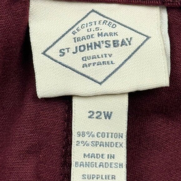 St. Johns Bay Women's Stretch Zip/ Elastic Back Burgundy Pants Size 22W NWT - Picture 5 of 12